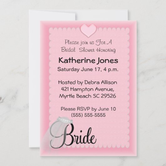 Invitations de douche Voile nuptiale (Devant)
