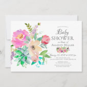 Invitations de douches colorées Floral BABY (Devant)