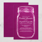 Invitations de douches de Fuchsia Mason Jar (Devant / Derrière)
