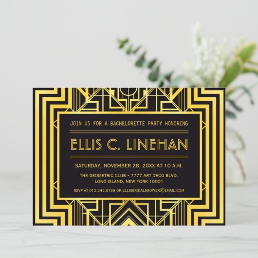 Invitations de douches de la Bachelorette géométri (Debout devant)
