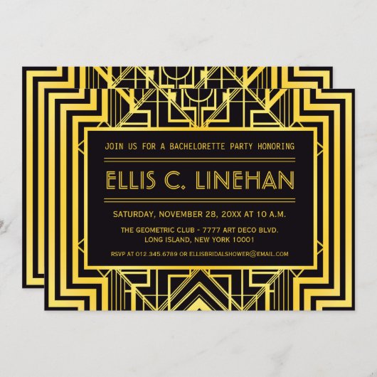 Invitations de douches de la Bachelorette géométri (Devant / Derrière)