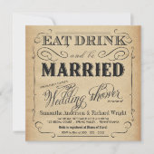 Invitations de douches de mariage rustique et vint (Devant)