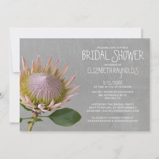 Invitations de douches de mariée Protea (Devant)