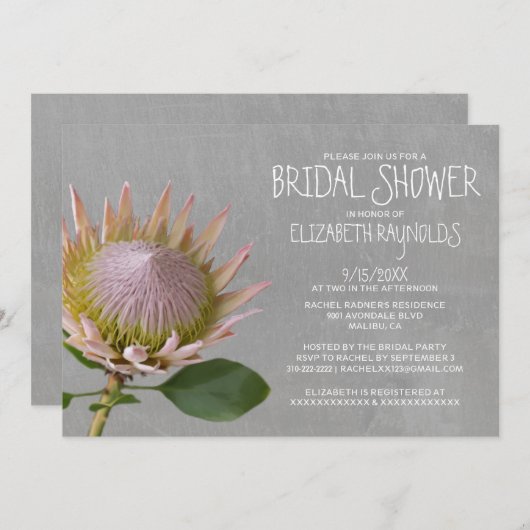 Invitations de douches de mariée Protea (Devant / Derrière)