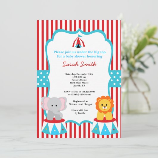 Invitations de douches du Carnaval de cirque (Debout devant)