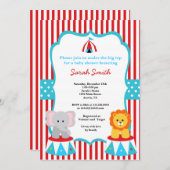 Invitations de douches du Carnaval de cirque (Devant / Derrière)