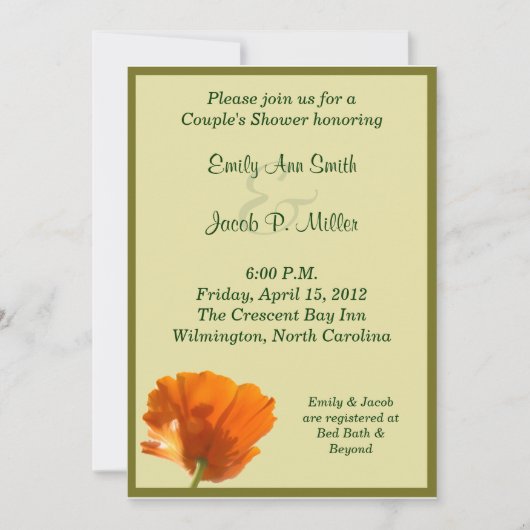 Invitations de douches d'un couple de coquelicots (Devant)