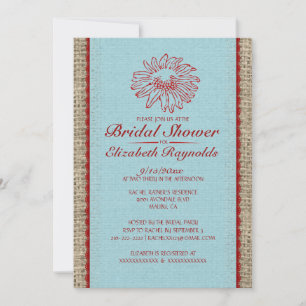 Invitations de douches en dentelle bleu et rouge V