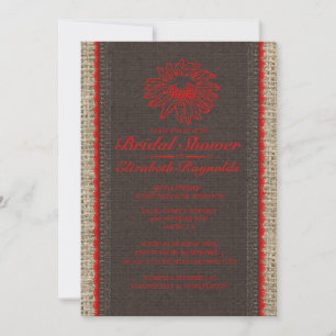 Invitations de douches en dentelle noire et rouge 