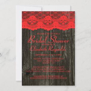 Invitations de douches en dentelle rouge et noire