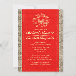 Invitations de douches en dentelle rouge et or Vin