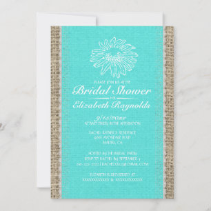Invitations de douches en dentelle Vintage Turquoi