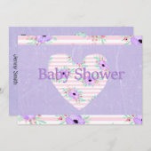 Invitations de douches florales pourpres pour bébé (Devant / Derrière)