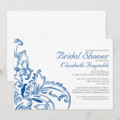 Invitations de douches nuptiales à fleurs bleues r (Devant / Derrière)