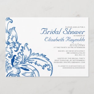 Invitations de douches nuptiales à fleurs bleues r
