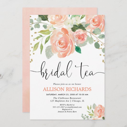 Invitations de douches nuptiales à la fête du thé (Devant / Derrière)