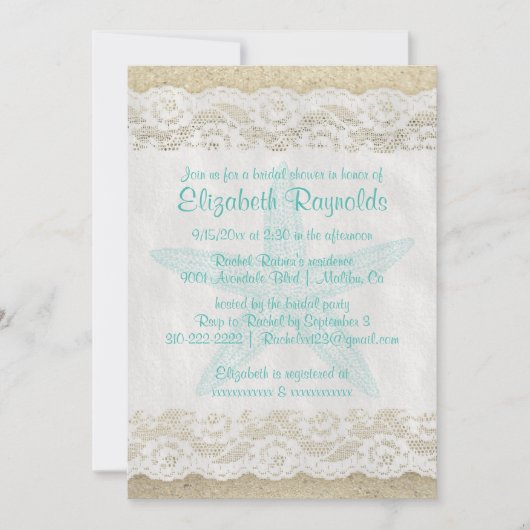 Invitations de douches nuptiales à l'étoile de mer (Devant)