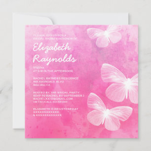 Invitations de douches nuptiales à papillons cuits