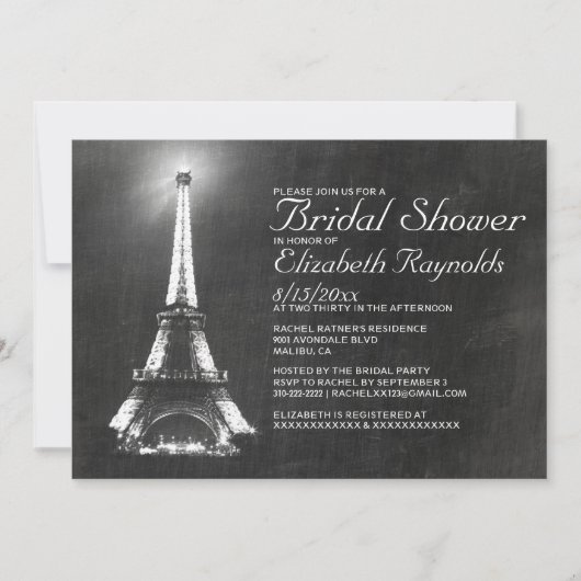 Invitations de douches nuptiales à Paris (Devant)
