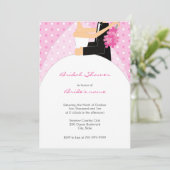 Invitations de douches nuptiales à point Polka ros (Debout devant)