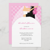 Invitations de douches nuptiales à point Polka ros (Devant / Derrière)