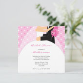 Invitations de douches nuptiales à point Polka ros (Debout devant)