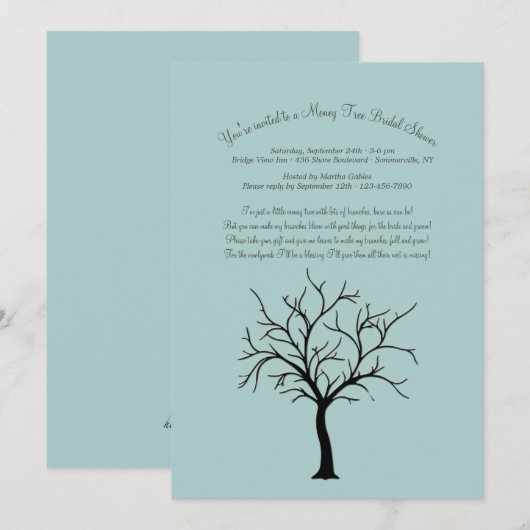 Invitations de douches nuptiales Arbre-Argent (Devant / Derrière)