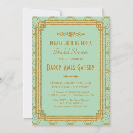 Invitations de douches nuptiales Art Déco (Devant)