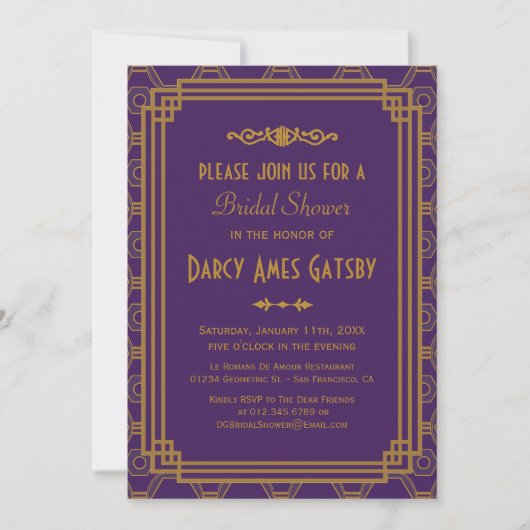 Invitations de douches nuptiales Art Déco (Devant)