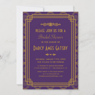 Invitations de douches nuptiales Art Déco