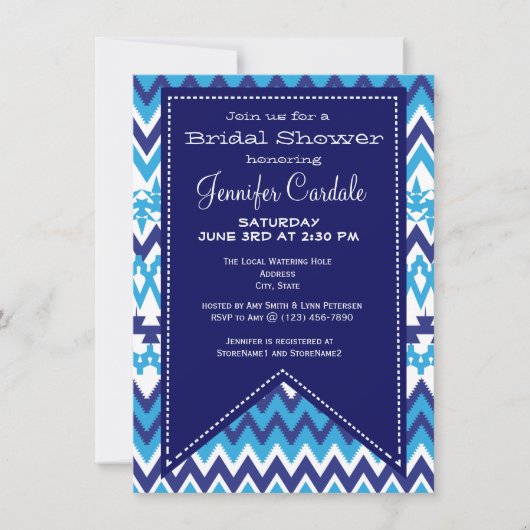 Invitations de douches nuptiales audacieuses Blue (Devant)