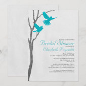 Invitations de douches nuptiales aux oiseaux bleus (Devant / Derrière)