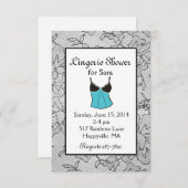 Invitations de douches nuptiales Black Lace Aqua L (Devant / Derrière)