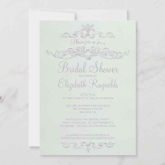 Invitations de douches nuptiales blanches de luxe (Devant)