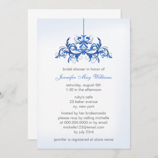 Invitations de douches nuptiales bleues (Devant / Derrière)