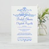 Invitations de douches nuptiales bleues de luxe (Debout devant)