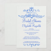 Invitations de douches nuptiales bleues de luxe (Devant / Derrière)
