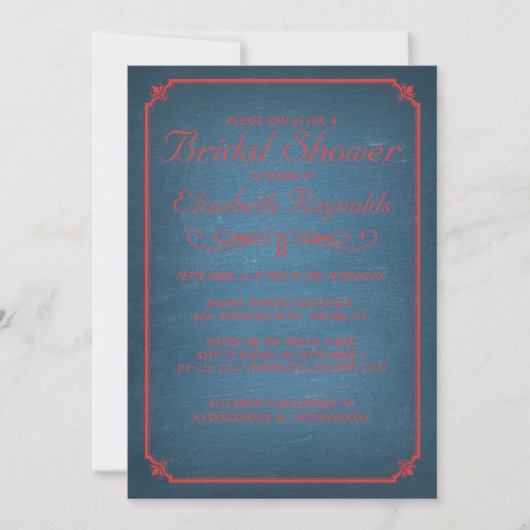 Invitations de douches nuptiales bleues et rouges (Devant)