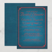 Invitations de douches nuptiales bleues et rouges (Devant / Derrière)