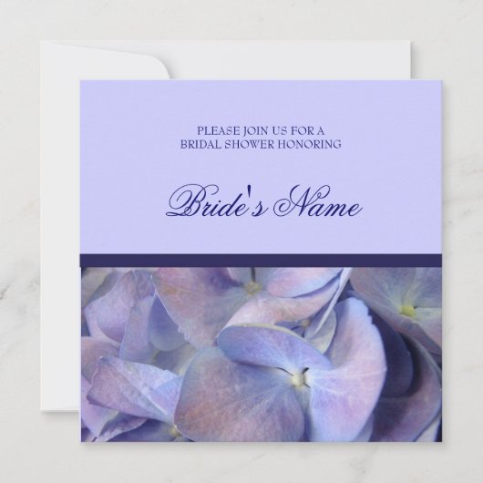 Invitations de douches nuptiales Blue Hydrangea (Devant)