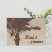 Invitations de douches nuptiales Brown Burlap Palm (Debout devant)