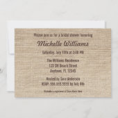 Invitations de douches nuptiales Brown Burlap Palm (Dos)