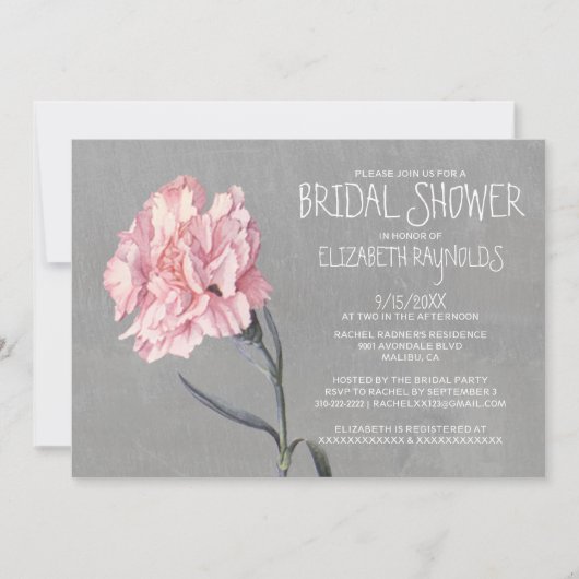 Invitations de douches nuptiales Carnations (Devant)