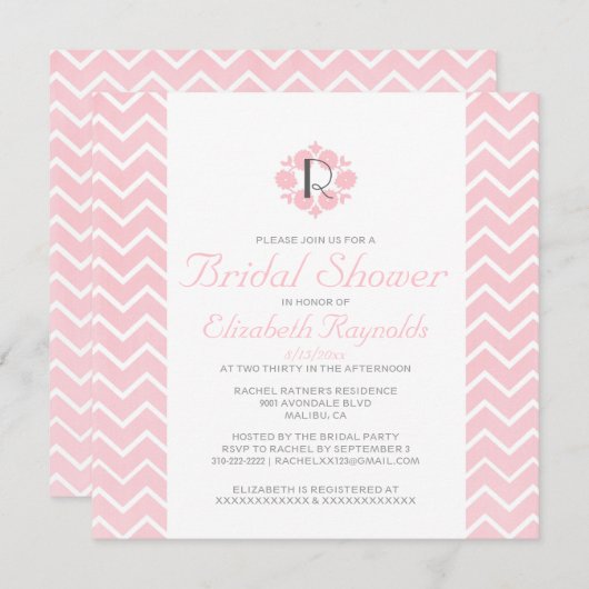 Invitations de douches nuptiales Chevron (Devant / Derrière)