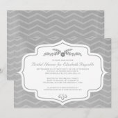 Invitations de douches nuptiales Chevron d'argent (Devant / Derrière)