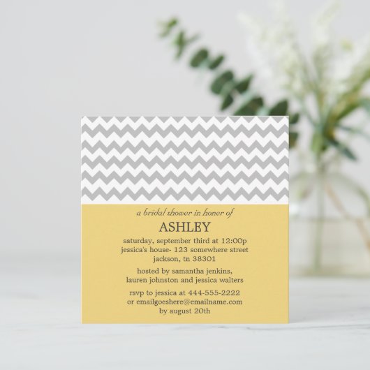 Invitations de douches nuptiales Chevron jaune et (Debout devant)