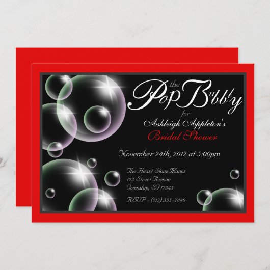 Invitations de douches nuptiales classiques "Pop t (Devant / Derrière)