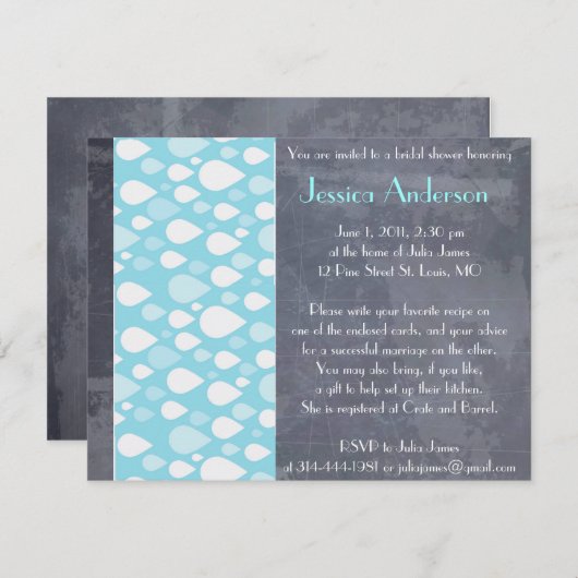 Invitations de douches nuptiales Customisées (Devant / Derrière)