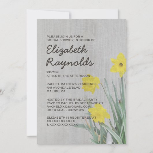 Invitations de douches nuptiales Daffodil Vintages (Devant)
