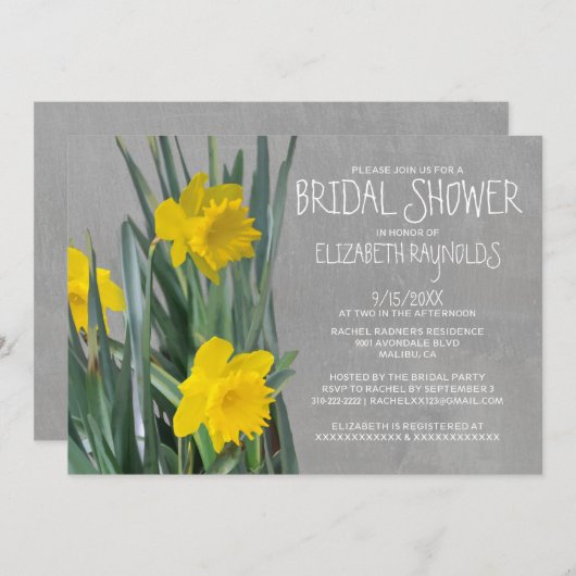 Invitations de douches nuptiales Daffodils (Devant / Derrière)
